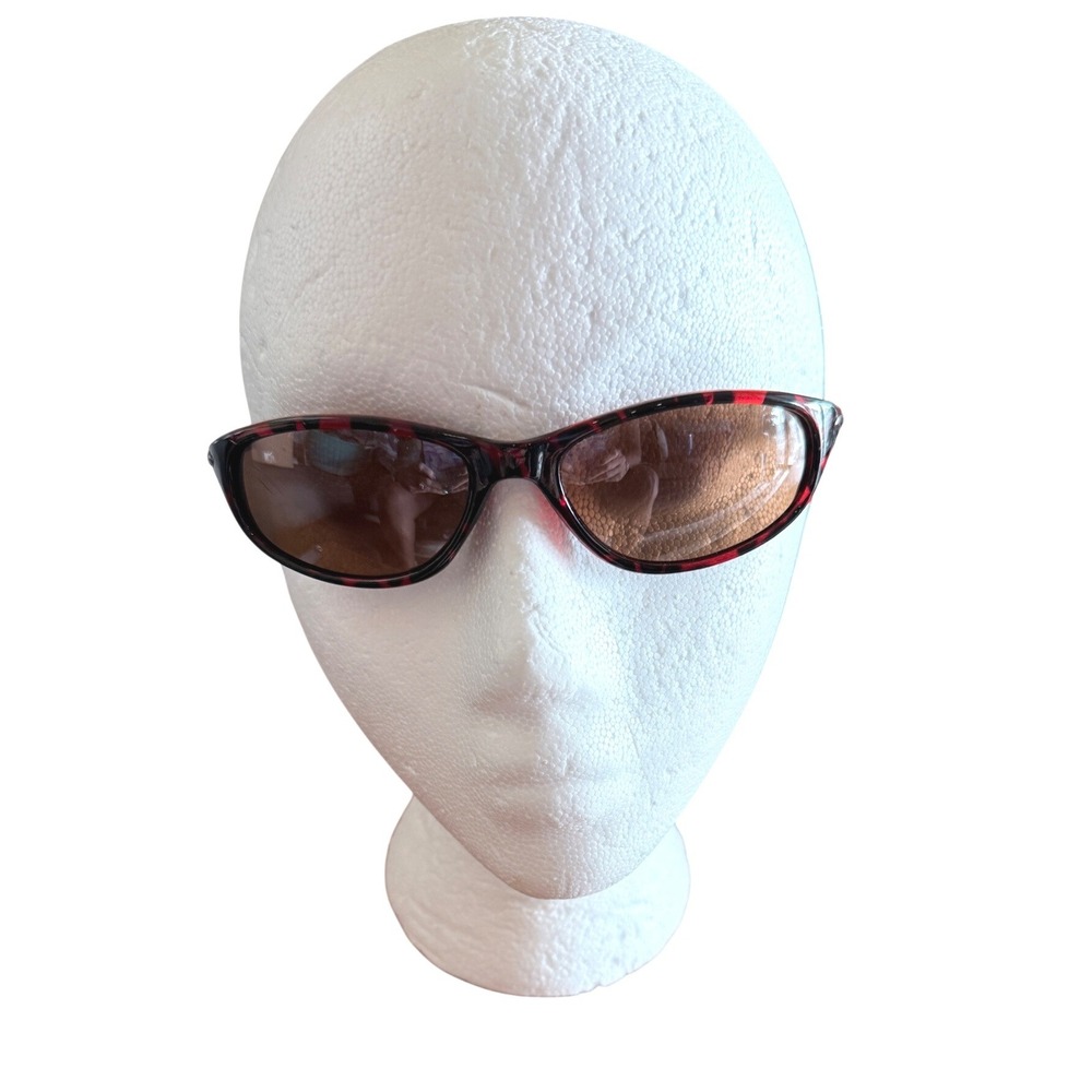Foster Grant Red Tortoise Oval Sunglasses Brown Tinted Lens Metal Arms Retro